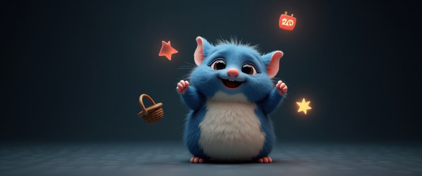Tovvle the mascot juggling household tasks in a cozy home