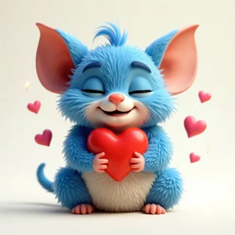 Tovvle hugging a big red heart